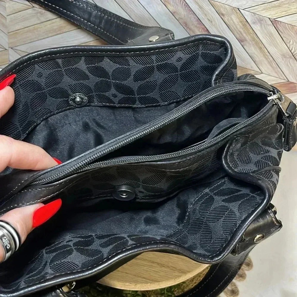 Vintage Fossil Canvas‎ Handbag Black 90's Y2K Classic Timeless Solid Minimalist - Picture 12 of 13